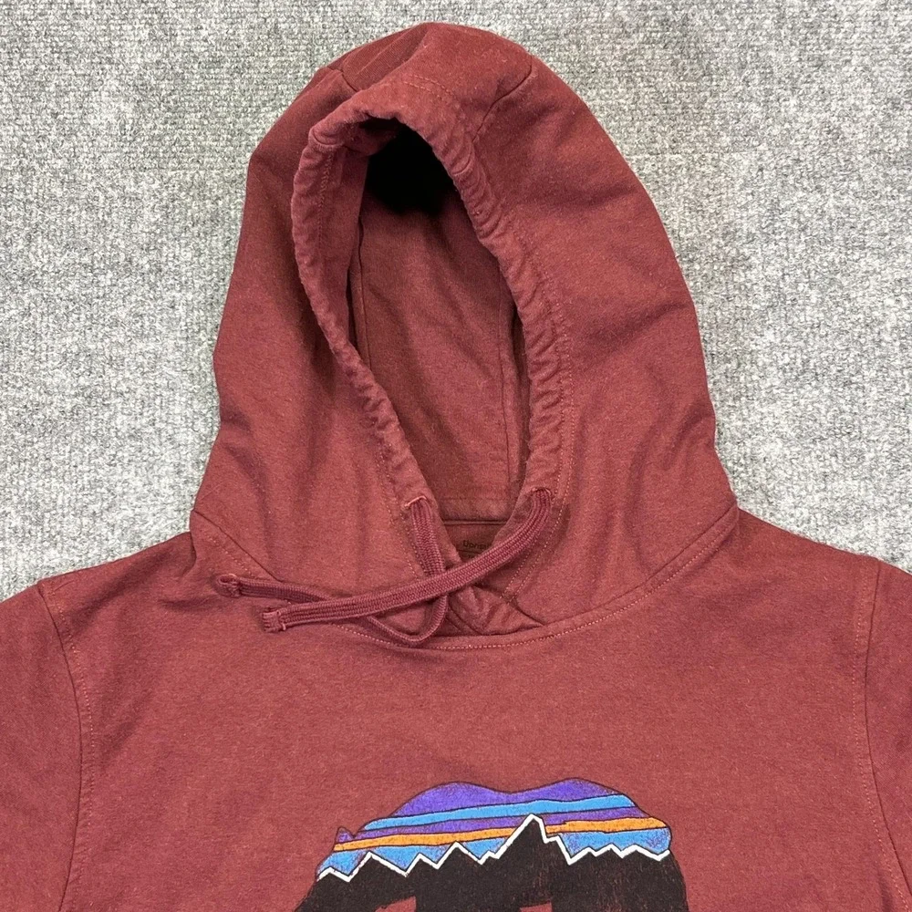 Patagonia Hoodie Womens XS Red Pullover Fitz Roy Bear Graphic Sweatshirt 39556 - Picture 3 of 11